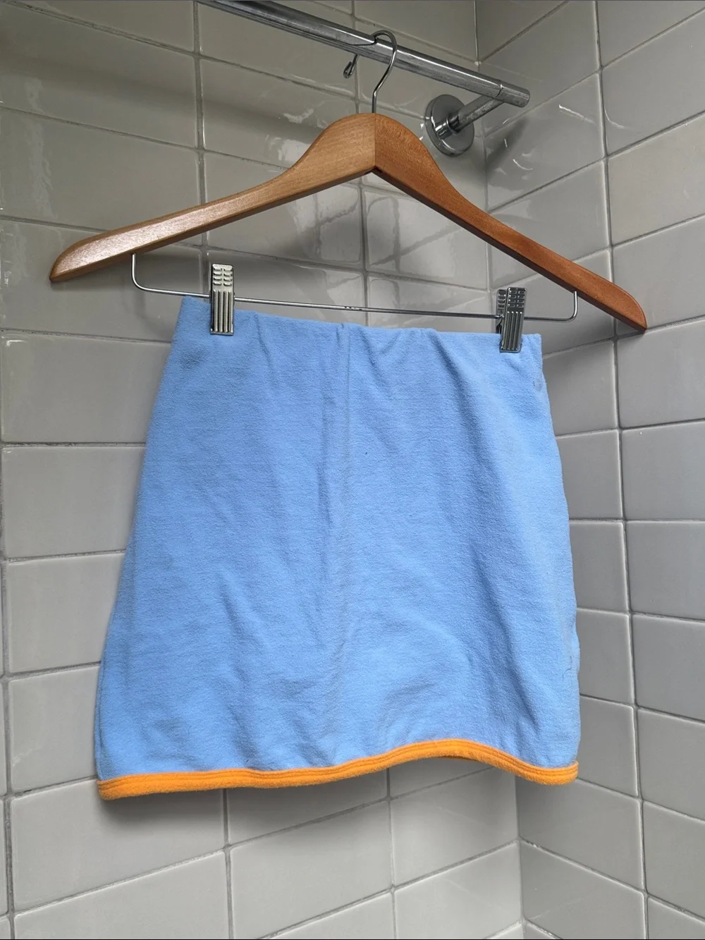 Frankie's Bikinis Light Blue Swim Mini Skirt with Orange Hem Size XS